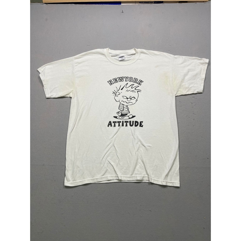 Gildan T-Shirt Cotton‎ Polyester White Large Mens
